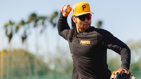 Joe gets first taste of center field in spring-training win over Rays taken in Bradenton, Fla. (Pirates)